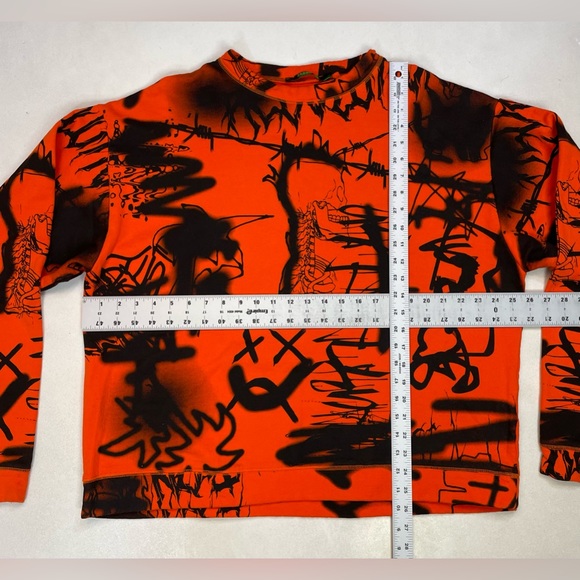 Jaded London Graffiti All Over Print Crewneck Sweatshirt Men Large Orange - Picture 6 of 6